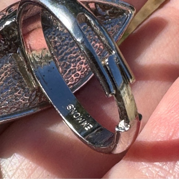 Lot of 4 Vintage Adjustable 90s Silvertone Rings lots of Sparkle Boho Costume - Picture 12 of 12